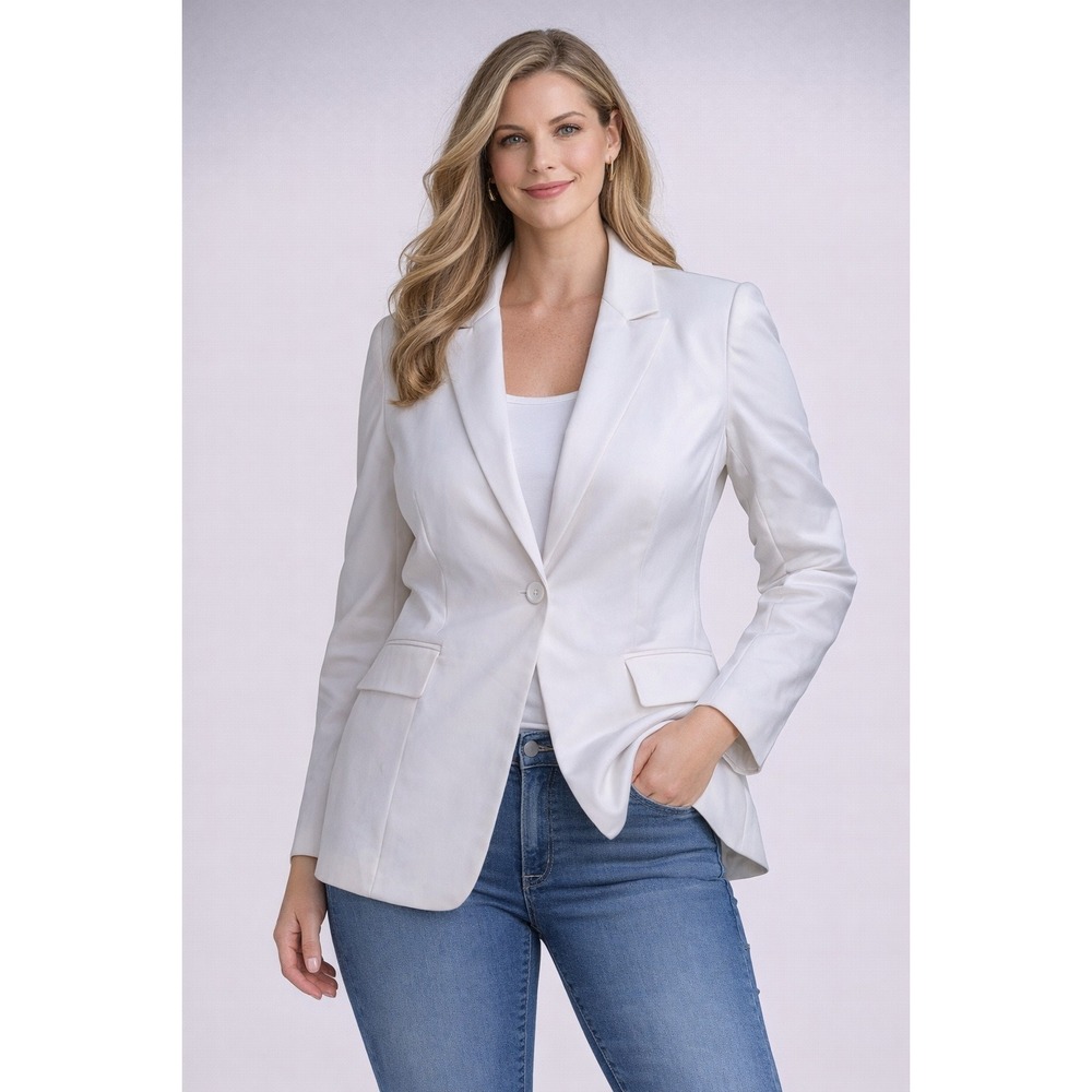 Alice + Olivia Classics‎ White Single Button Blazer Jacket Size 8